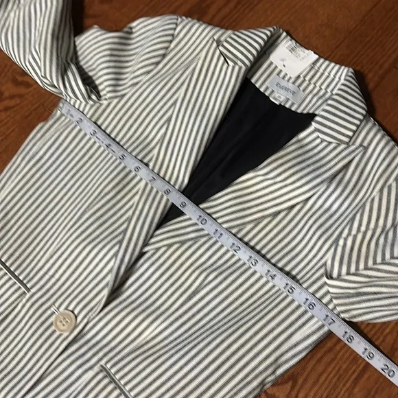 EVEREVE Tisbury stripe one button blazer blk white NWT cotton poly size XS